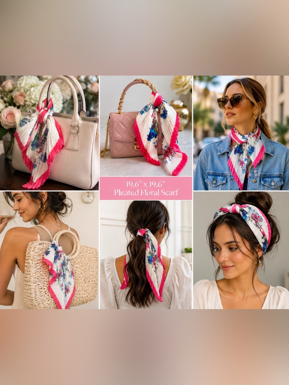Sunday State | Pleated Floral Feminine Hair Purse Neck Scarf 🌷